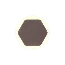 Palermo Magnetic Base Wall Lamp, 12W LED 3000K 498lm, 15cm Horizontal Hexagonal 19cm Round Centre, Coffee/Acrylic Frosted Diffuser