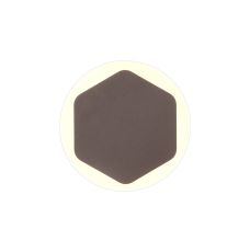Palermo Magnetic Base Wall Lamp, 12W LED 3000K 498lm, 15cm Vertical Hexagonal 19cm Round Centre, Coffee/Acrylic Frosted Diffuser