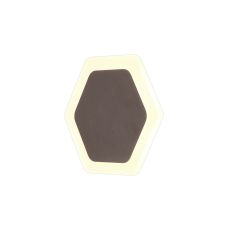 Palermo Magnetic Base Wall Lamp, 12W LED 3000K 498lm, 15/19cm Horizontal Hexagonal Centre, Coffee/Acrylic Frosted Diffuser