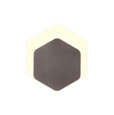 Palermo Magnetic Base Wall Lamp, 12W LED 3000K 498lm, 15/19cm Vertical Hexagonal Bottom Offset, Coffee/Acrylic Frosted Diffuser