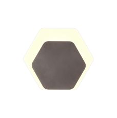 Palermo Magnetic Base Wall Lamp, 12W LED 3000K 498lm, 15/19cm Horizontal Hexagonal Bottom Offset, Coffee/Acrylic Frosted Diffuser