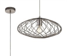 Pappardelle Elliptical Sphere Pendant, 1 x E27, Polished Nickel