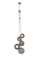 Nu Marlborough 5 Light Pendant. Polished Chrome / Smoked Glass Finish.