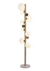 Parmingiano Floor Lamp, 8 x G9, Antique Copper/Opal & Copper Glass With White Marble Base