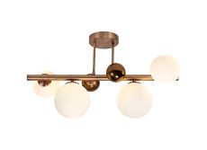 Parmingiano Semi Flush Ceiling Light, 4 x G9, Antique Copper, Opal & Copper Glass