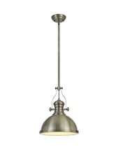 Peninaro 34cm Multi Height Pendant, 1 x E27, Antique Brass/Frosted Glass