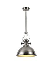 Peninaro 34cm Pendant, 1 x E27, Polished Nickel/Frosted Glass