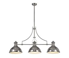 Peninaro Linear Pendant, 3 x E27, Polished Nickel/Frosted Glass