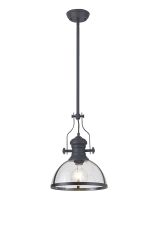 Peninaro Multi Height Pendant, 1 x E27, Graphite With Round 30cm Graphite / Clear Glass Shade