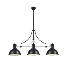 Peninaro Linear Multi Height Pendant, 3 x E27, Matt Black/Frosted Glass