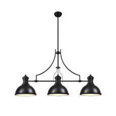 Peninaro Linear Pendant, 3 x E27, Matt Black/Frosted Glass