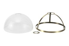 Peninaro Round 30cm Antique Brass / Clear Glass Shade (E), With Metal Trim