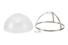 Peninaro Round 30cm Satin Nickel / Clear Glass Shade (E), With Metal Trim