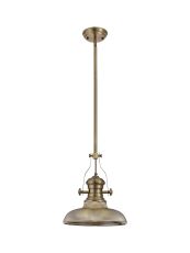 Peninaro 1 Light Multi Height Pendant E27 With 30cm Round Glass Shade, Antique Brass/Smoked