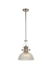Peninaro 1 Light Multi Height Pendant E27 With 30cm Dome Glass Shade, Polished Nickel/Clear