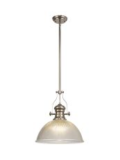 Peninaro 1 Light Multi Height Pendant E27 With 38cm Dome Glass Shade, Polished Nickel/Clear