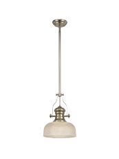 Peninaro 1 Light Pendant E27 With 26.5cm Prismatic Glass Shade, Polished Nickel/Clear