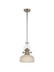 Peninaro 1 Light Multi Height Pendant E27 With 26.5cm Prismatic Glass Shade, Polished Nickel/Clear