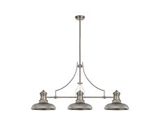 Peninaro 3 Light Linear Pendant E27 With 30cm Round Glass Shade, Polished Nickel, Smoked