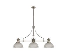 Peninaro 3 Light Linear Multi Height Pendant E27 With 30cm Dome Glass Shade, Polished Nickel, Clear