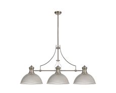 Peninaro 3 Light Linear Multi Height Pendant E27 With 38cm Dome Glass Shade, Polished Nickel, Clear