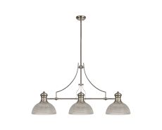 Peninaro 3 Light Linear Multi Height Pendant E27 With 30cm Prismatic Glass Shade, Polished Nickel, Clear