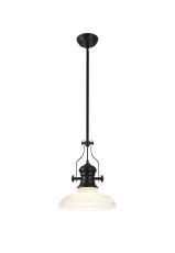 Peninaro 1 Light Multi Height Pendant E27 With 30cm Round Glass Shade, Matt Black/Clear