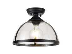Peninaro 30cm Flush Ceiling Fitting, 1 x E27, Black / Clear