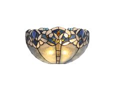 Pizza Tiffany 30cm Wall Lamp, 2 x E14, Blue/Clear Crystal