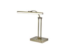 Polenta 1 Arm Table Lamp. 1 x 6W LED, 3000K, 470lm, Antique Brass, 3yrs Warranty