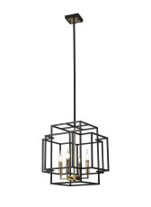 Aevita Multi Height Pendant, 4 x E14, Black / Gold