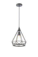 Radoroot 28cm Small Diamond Pendant, 1 x E27, Matt Grey