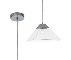 Resa Square Pendant Large, 1 Light E27, Polished Chrome