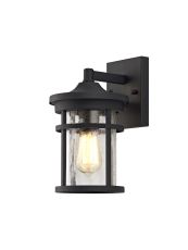 Ricoorso Wall Lamp, 1 x E27, Black/Clear Crackled Glass, IP54, 2yrs Warranty