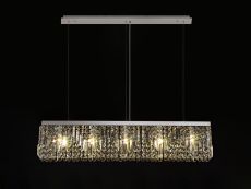 Roison 102x9cm Linear Pendant Chandelier, 5 Light E14, Polished Chrome/Crystal