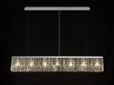 Roison 138x9cm Linear Pendant Chandelier, 7 Light E14, Polished Chrome/Crystal