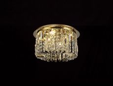 Roison 45cm Round Flush Chandelier, 5 Light E14, Gold/Crystal