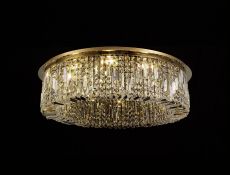 Roison 85cm Round Flush Chandelier, 12 Light E14, Gold/Crystal Item Weight: 21kg