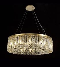 Roison 80cm Round Pendant Chandelier, 12 Light E14, Gold/Crystal Item Weight: 16.8kg