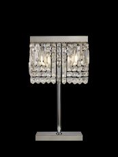 Roison 30x10cm Rectangular Crystal Table Lamp, 2 Light E14, Polished Chrome With Clear Crystal Strands