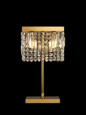 Roison 30x10cm Rectangular Crystal Table Lamp, 2 Light E14, Gold With Clear Crystal Strands