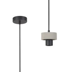Konos 10cm Suspension (FRAME ONLY), 1 x E27, Matt Black / Concrete / Black Fabric