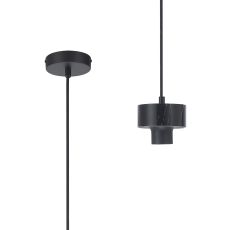 Konos 10cm Suspension (FRAME ONLY), 1 x E27, Black Marble / Black / Black Fabric