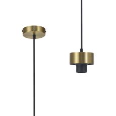 Konos 10cm Suspension (FRAME ONLY), 1 x E27, Brass / Black Fabric