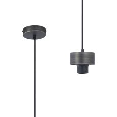 Konos 10cm Suspension (FRAME ONLY), 1 x E27, Aged Pewter / Black Fabric