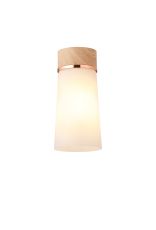 Konos 12cm 1 Light Ceiling E27, With Small Opal Cylindrical Cone Glass Teak / Opal / Matt Black