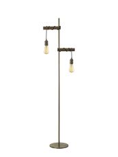 Sciroppo Floor Lamp, 2 x E27, Medium Oak/Antique Brass