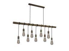 Sciroppo Pendant, 9 x E27, Medium Oak/Antique Brass