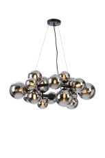 Monza 70cm Circular Pendant, 16 x G9, Satin Black, Chrome Plated Glass