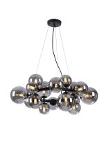 Monza 70cm Circular Pendant, 16 x G9, Satin Black, Smoke Plated Glass